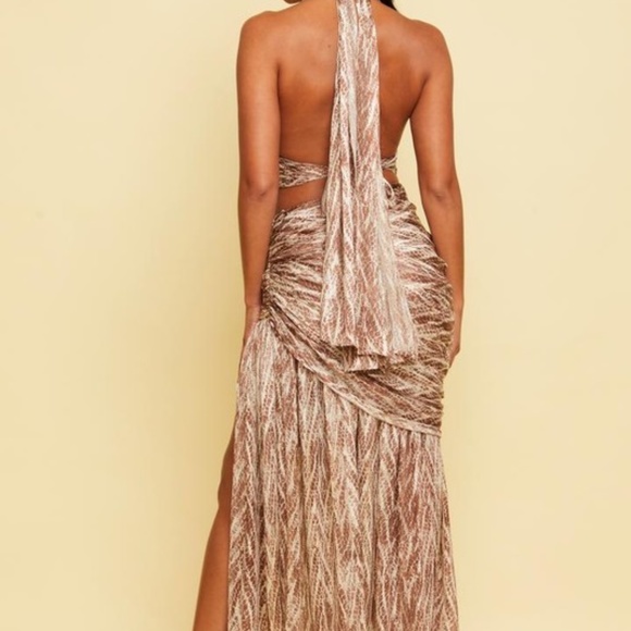 24 hour sale! DRAPED HALTER HIGH SLIT MAXI SKIRT SET luxury summer dress - Picture 2 of 8